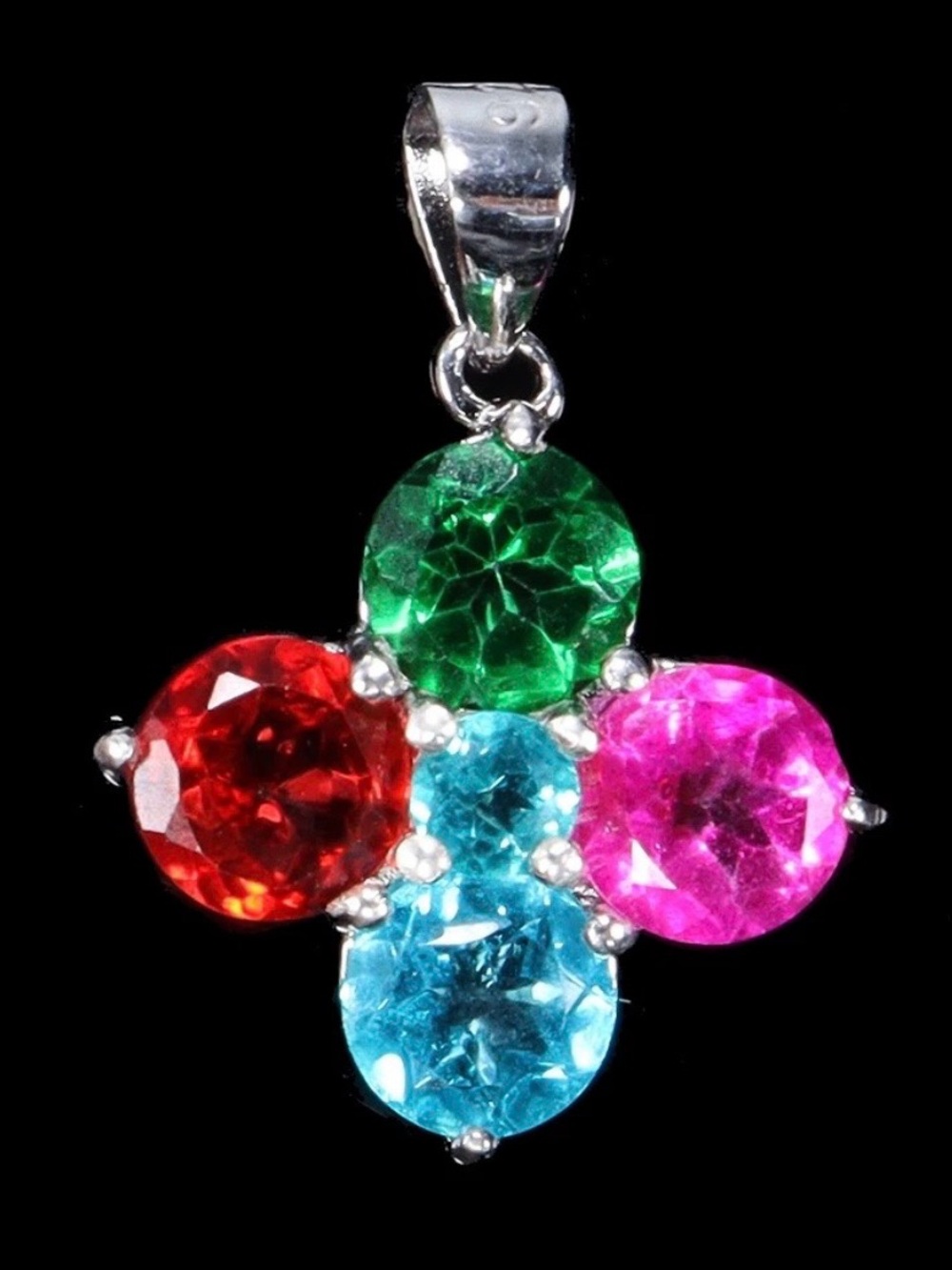 Neon TOPAZ‼️ 14k over Sterling. Ring sz-7 , Earrings, Pendant & Chai - Picture 5 of 12
